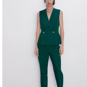 green waistcoat zara